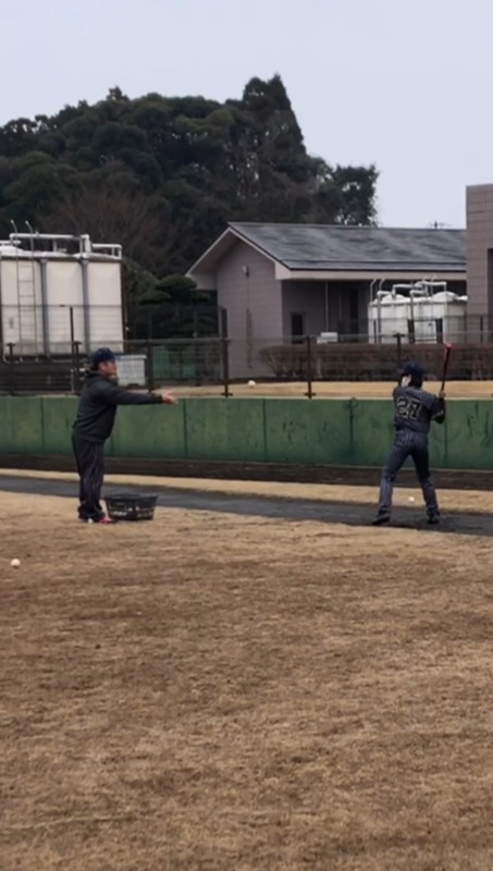 監督による打撃指導中♪