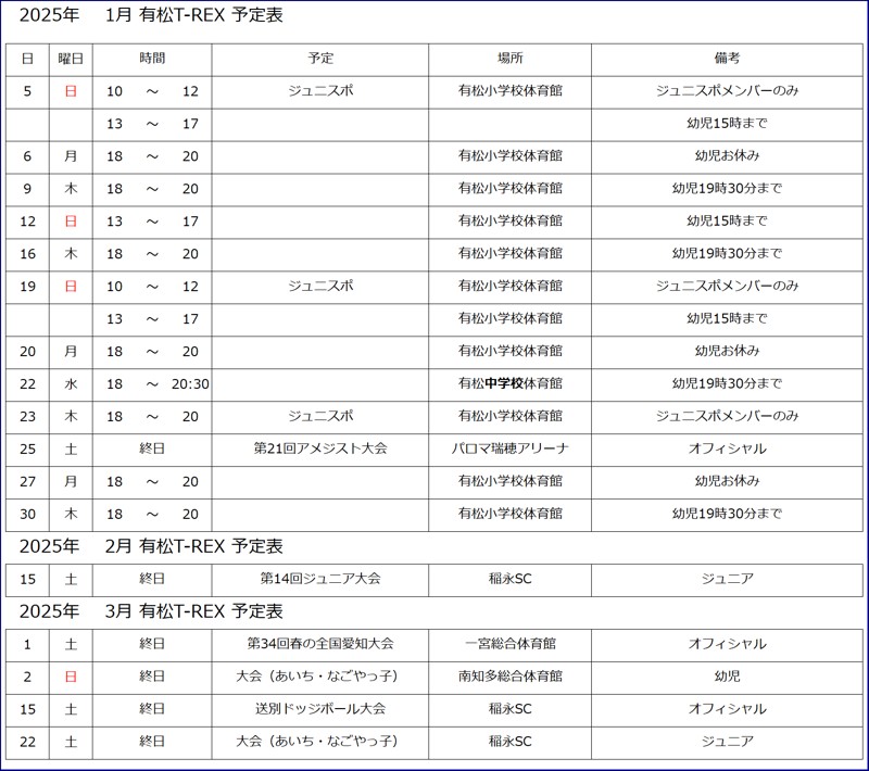 2025年1月予定