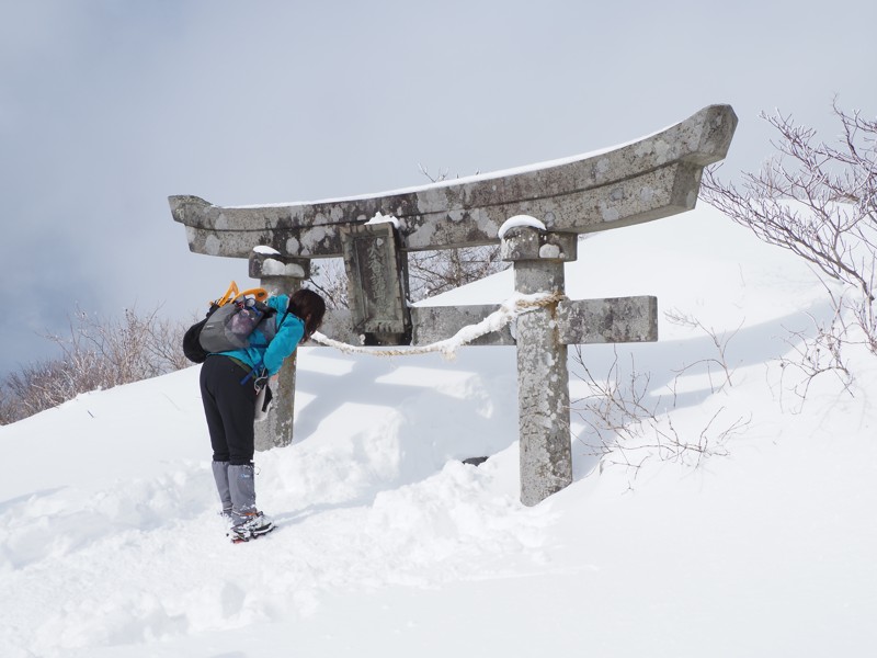 弥彦山山頂の鳥居です